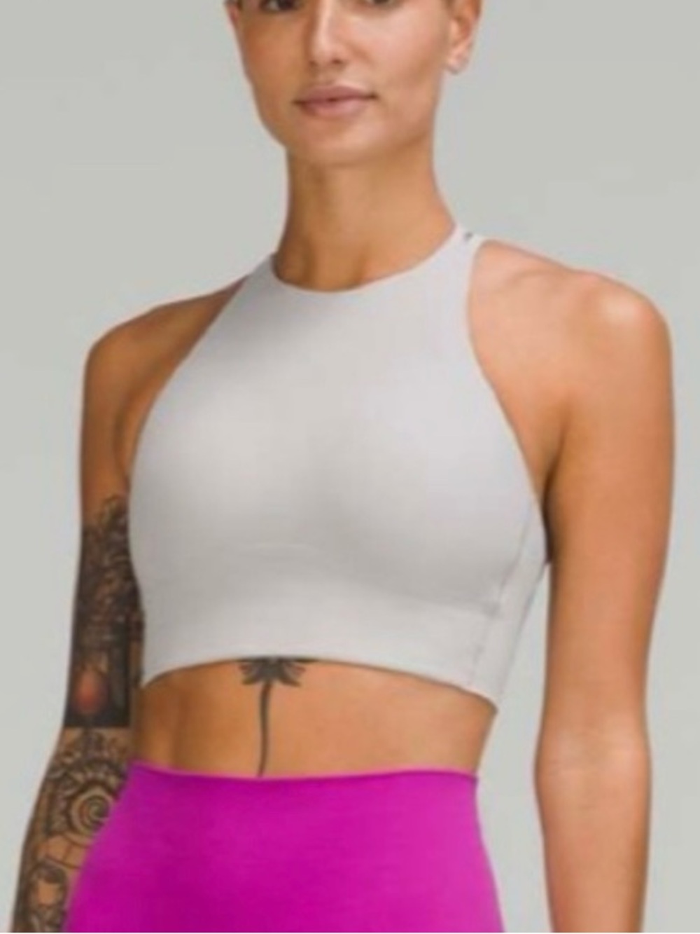 Lululemon Athletic Like A High Neck Cloud Longline Sports Bra Gray 6 8